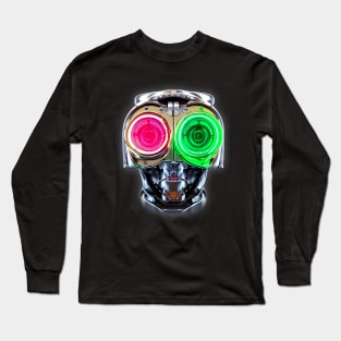 Futuristic Robot with Neon Eyes Long Sleeve T-Shirt